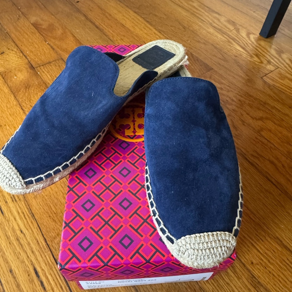 Tory Burch Navy Espadrilles with Woven Accents